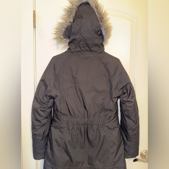 The North Face Arctic Parka Goose Down Hyvent Fur Hood Black Coat Womens Small - Picture 7 of 8
